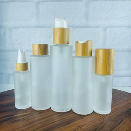 Storage Bottles 30ml 50ml 100ml 120ml 150ml Exquisit Frosted Glass Tube Beauty Spray Lotion Pump Lid Cosmetic Containers Empty Emulsion