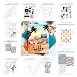 Óculos de sol folha quente corte de metal selos bolas de praia óculos de sol flores chapéus diy scrapbook diário decoração estêncil eming modelo