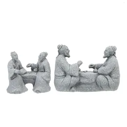 Garden Decorations 2 Pcs Old Couple Ornaments Micro Landscape Crafts Chic Home Decor Sandstone Prop