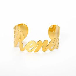 Pulseiras com nome personalizado, pulseiras de aço inoxidável com 30mm para mulheres, punho personalizado, pulseiras largas, joias, presente, moda feminina