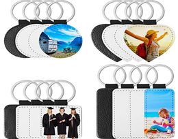 Keychains 16 Pieces Sublimation Blanks Keychain PU Leather Heat Transfer Keyring Keyrings DIY Craft6370667