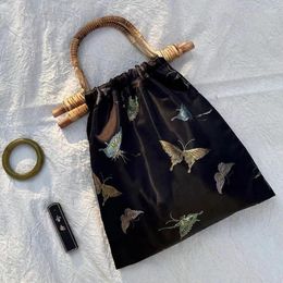 Evening Bags Xiuya Chinese Style Elegant Handbag Butterfly Prints Vintage Black Shoulder Bag Classic Premium Luxury Designer Underarm