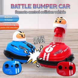 RC Toy 24G Super Battle Bumper Car Popup Doll Crash Bounce Ejection Light Childrens Remote Control Toys Gift for Parenting 240103