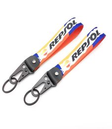 Keychains Car Motorcycle Logo Keychain Nylon Printed Pattern Key Ring Lanyard For REPSOL Power Motorrad Auto Accessories2825981