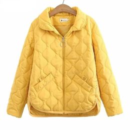 Jackets Women Clothing Short Parka Xl4xl Autumn Winter Thin Padded Jacket Warm Simple Loose Buttons Split on Both Sides Quilted Coat