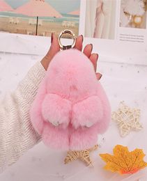 10cm Real Genuine Rex Rabbit Fur Bunny Bag Charm Keyring Phone Purse Handbag Pendant Gift5073045