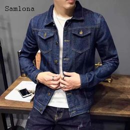 Autumn Simple Denim Jackets Men Fashion Slim Jean Outerwear Buttons Fly Denim Jacket Sexy Mens Clothing Plus SIze S-5XL 240102