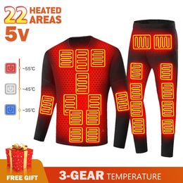 Thermal Underwear Men Heated Ski Heated Jacket Winter Heated Jacket Wool Warm Autumn Tops Pants USB Heated Garments 240103