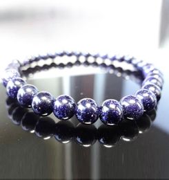 MG1189 Mens 6 MM Natural Blue Sand Beaded Bracelet Galaxy Blue Sun Sitara Stone Bead Bracelet for MEN9856432