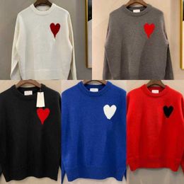 Amisweater Paris Mens Women Designer Knitted Shirts High Street Printed a Heart Pattern Round Neck Knitwear Am i Jumper Amis