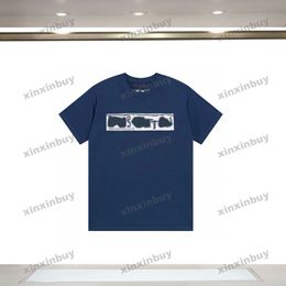 xinxinbuy 2024 Men designer Tee t shirt Letter jacquard Knitted Crew Neck short sleeve cotton women Black gray red S-2XL