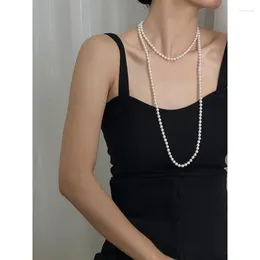 Choker Classic 120cm Strong Light Perfect Circle Pearl Necklace Luxury Minority Long Internet Sweater