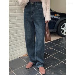 Women's Jeans High Waisted Pockets For Women Stretch Ladies Wide Leg Pants Denim Straight Washed Trousers Streetwear