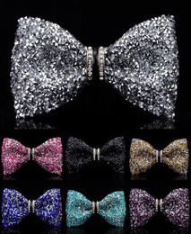 Neck Ties Fashion Tuxedo Bow Tie Men Red And Black Crystal Glass Groom Marry Wedding Party Colourful Striped Butterfly Cravats Mens9629342