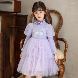 Girl Dresses Children Clothing Spring Autumn And Winter Dress Knitted Gauze Skirt Baby Western Style Plus Velvet Princess