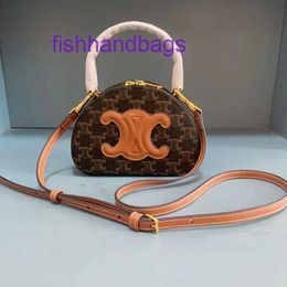 Celins's designer tote bags on sale 2024 New Moon Bag Logo Cow Leather Printed Handheld Crossbody With Real