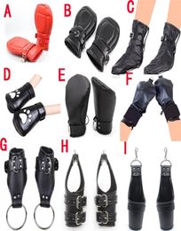 Bdsm Bondage Leather Padded Lined Bondage Fist Mitts GlovesProtective MittenAdult Cosplay AccessoriesCrawls Paws Y1912031686155