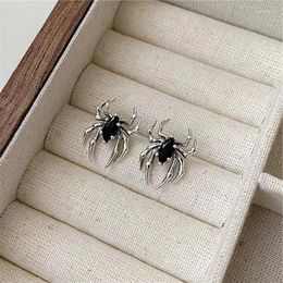 Stud Earrings Gothic Retro Old Spider Zircon For Women Fashion Design Black Earring Party Jewellery Gifts Wholesale