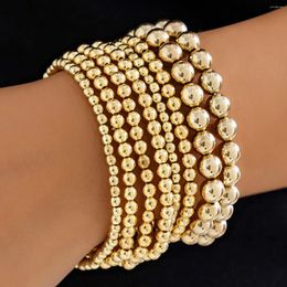 Link Bracelets 8Pcs/Set Boho Round CCB Ball Chain For Women On Hand Goth Elastic Strand Beads Charm Bangles Couple Friends Jewellery