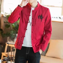 Ethnic Clothing Vintage Embroidery Jacket Men's Fashion Brand Large Chinese Style Clothes Casual Tang Cotton Linen Coat Traditional