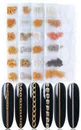 6 Types Nail Art Accessory Alloy Chains 3D Nail Decorations Studs Manicure Wraps DIY Nail Design Polish Metal Jewelry LEFB01044404994