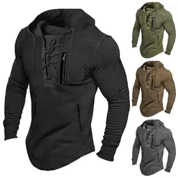 Men's Hoodies Lightweight Men Hoodie Daily Top Streetwear Mid Length With Drawstring Zipper Pockets Soft Breathable For Fall