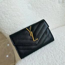 2024 Wallets Luxury Designer Cassandre Leather Envelope Caviar Wallets Coin Purses with Box Womens Mens Zip Cards Holder Matelasse Fragments Ca