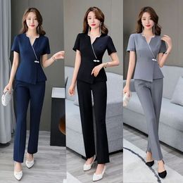 Black Beautician Overalls Working el Club Spa Foot Bath Slim Suit Salon Work Clothe Esthetician Uniform For Massage 240102