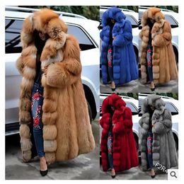 Women's Fur Imitation Coat For Women Patchwork Multi-color Slim Fit Appear Thin Clothing Hooded Winter