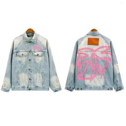 Men's Jackets Angel's Alphabet Label Casual Print High Street Denim Jacket