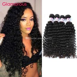 Wefts Glamorous Malaysian Hair Weaves 4Pcs 834Inches Natural Colour Deep Wave Hair Weave Good Quality Brazilian Peruvian Indian Virgin H