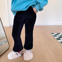 Trousers Velvet Slim Flared Korean Style Girls Solid Color Baby Girl Fashion Warm Thicken Pant 1-8Y Casual Pants Children
