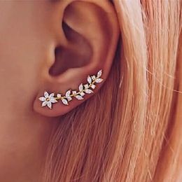 Ins Top Sell Stud Earrings Simple Fashion Jewelry 925 Sterling Silver Fill Marquise Cut White 5A Cubic Zircon Party Women Flower Bridal Earring Gift