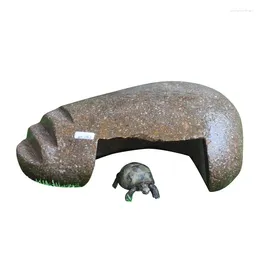 Decorative Figurines Giant Tortoise Sun Platform Climbing Pet Back Natural Pebble Floating Island Breeding House