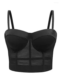 Women's Shapers Sexy Black Transparent Bra Mesh Push Up Bralet Tube Top Corset Bustier Club Party Crop Lingerie Plus Size