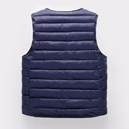 Men's Vests Men Vest Jacket Waistcoat Winter V Neck Padded Coat Thick Warm Windproof Single-breasted Cardigan For Casual Plus