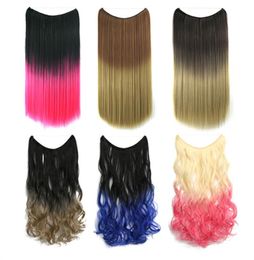 24 inches Ombre Colour Loop Micro Ring Hair Extensions Straight Wave Synthetic Fish Line Weft Bundles MW8006B6370489