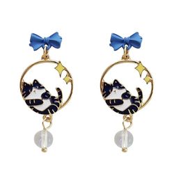 Knot 10 pair /lot jewelry fashion jewelry metal enamel bow knot star cat earrings for women