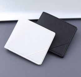 DHL50pcs Wallets Men PU Plain Patchwork Two Foldable Business Short Credit Card Holder Black White