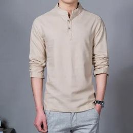 Shirts Wholesale2016 Fashion Long sleeve Men's shirts male casual Linen shirt men DX366 Asian size camisas