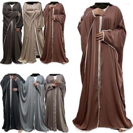 Ethnic Clothing Open Abayas For Women Muslim Satin Bat Sleeve Dress Turkey Arab Kaftan Dubai Robe Kimono Islam Femme Eid Ramadan Caftan