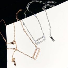 Luxus Anhänger Halskette Klassische Bewegung UNO Brand Designer Top S925 Sterling Silber Zirkon hohl Square Choker für Frauen Schmuckparty Geschenk