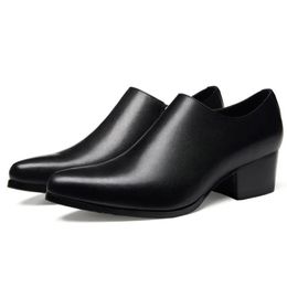 Men Loafers Genuine Business Handmade On Leather Slip Casual Classic High Heels Dress Oxford Male Shoes Flats 240102 37