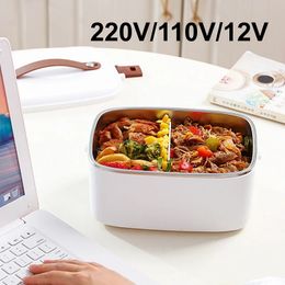 220V 110V 12V 1.8L Outdoor Electric Lunch Box Car Portable Stainless Steel Heating Box Thermal Insulation Water-Free Lunch Box 240103