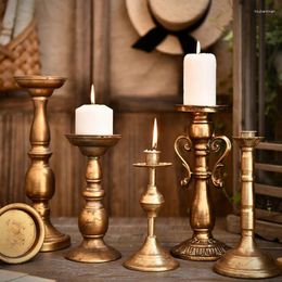 Candle Holders Vintage Nordic Style Candles Church Romantic Festival Design Candlestick Geometric Gold Chandelier Bougeoir Decorations