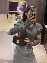 Wholesale Top Original Celinss tote bags online shop High end niche unique design black underarm bag for womens 2024 new single shoulder crossbody Arch c With Real L