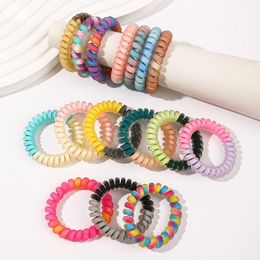 Colour Block Frosted Telephone Line Hair Ties Cute Elastic Hair Bands Face Washing Hair Accessories Ponytail Hair Rope