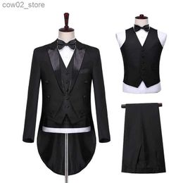 Men's Suits Blazers Fashionable Gorgeous Men's Tuxedo Vintage Split Loose Novel Suit Stage Performance Unisex Three Piece Suit (coat+vest+pants) Men Q230103