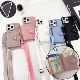 For iPhone 15 Pro Max Cases Women Cross-body Phone Case Designer iPhone Case Coin Purse Apple iPhone 14 Pro Max 13 12 Pro 13promax Phonecase Triangle P Mobile Cover Strap