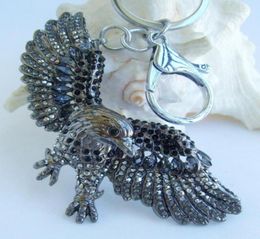 Keychains Unique Bird Animal Eagle Keychain Pendant Black Rhinestone Crystal K04717C1Keychains4265925